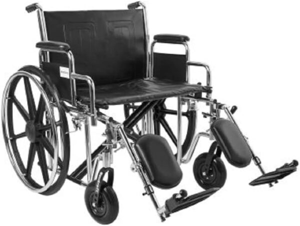 24" Bariatric Wheelchair, 450 lbs Capacity, Black