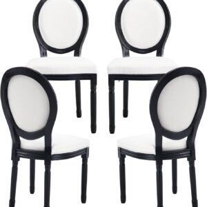 Guyou Dining Chairs Set of 4 - Farmhouse Linen, White