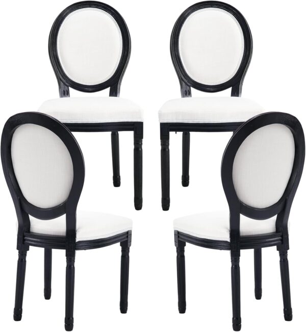 Guyou Dining Chairs Set of 4 - Farmhouse Linen, White