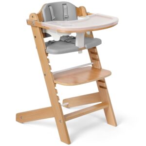 Cowiewie 3-in-1 Convertible Wooden High Chair, Grey