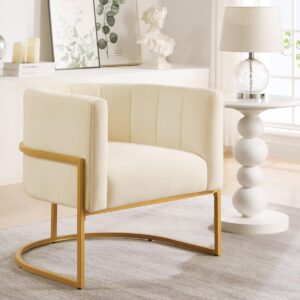 24KF Upholstered Accent Chair - Jade Green Velvet, Cream