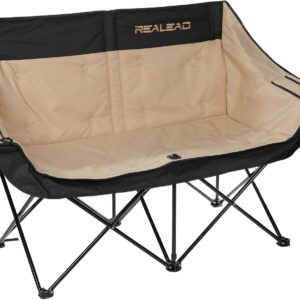 REALEAD Oversized Double Camping Chair, 650lb, Khaki