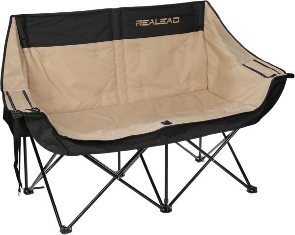 REALEAD Oversized Double Camping Chair, 650lb, Khaki