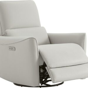 CHITA Power Recliner Swivel Glider, Faux Leather, Cream