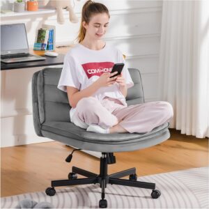 COMHOMA Criss Cross Office Chair, Gray Velvet, Swivel