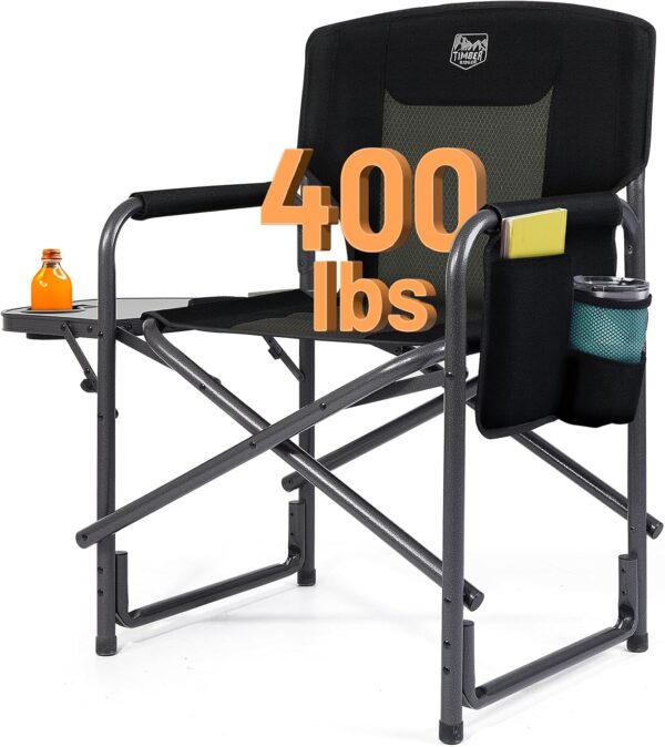 TIMBER RIDGE Oversized Camping Chair, 400lbs, Black
