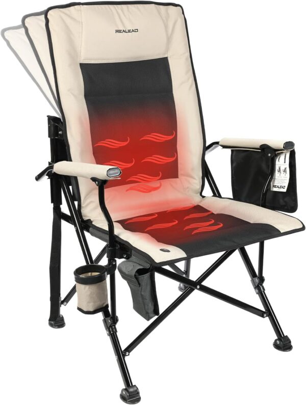 REALEAD Heated Camping Chair, 400 lbs, Portable