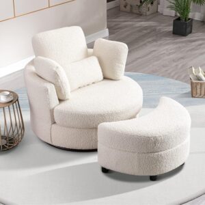 Oversized Swivel Accent Loveseat, Ivory