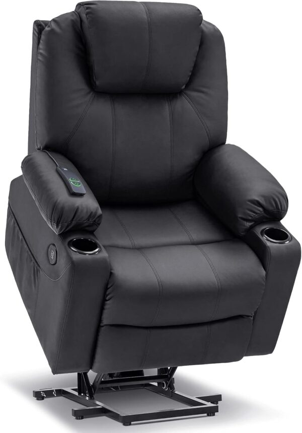 MCombo Electric Lift Recliner with Massage & Heat, Faux Leather, Black