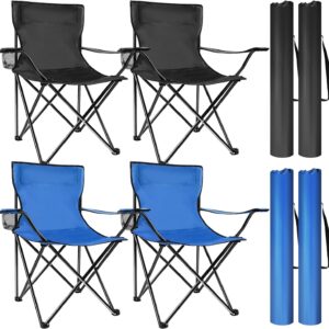 4-Pack Folding Camping Chairs, Lightweight, Blue/Black