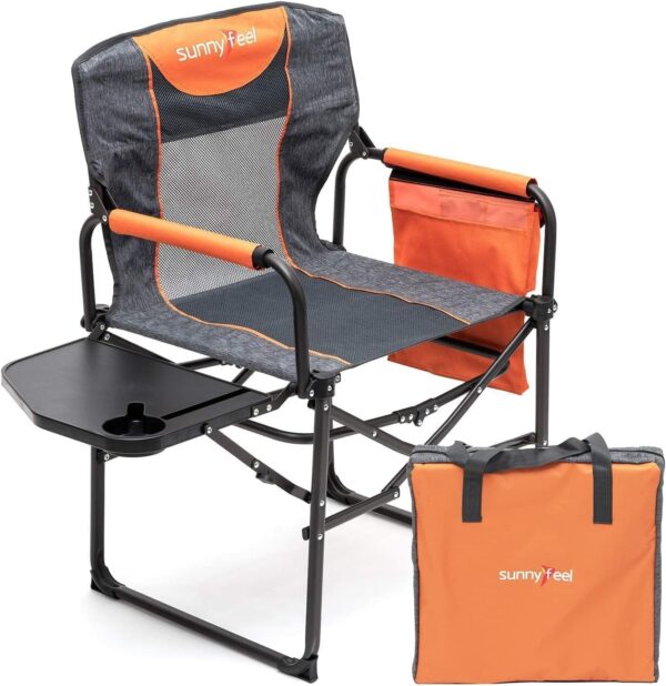 SUNNYFEEL Camping Directors Chair - Heavy Duty with Side Table