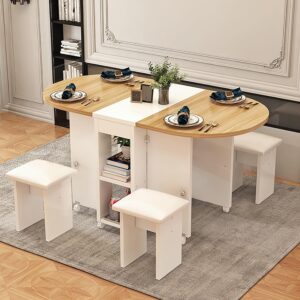 Folding Dining Table & Chair - Retractable with Drawers, Multi-Form