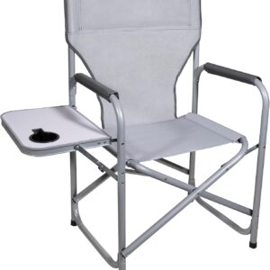 Zenithen Portable Director's Chair - Light Grey, Outdoor Use