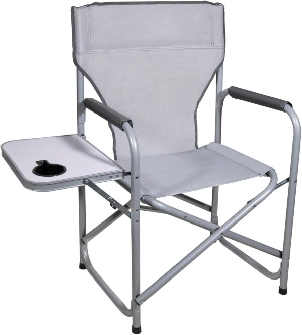 Zenithen Portable Director's Chair - Light Grey, Outdoor Use