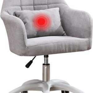 Grey Velvet Desk Chair, Adjustable, Swivel