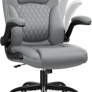 Leather Office Chair, Gray, Ergonomic, Short People