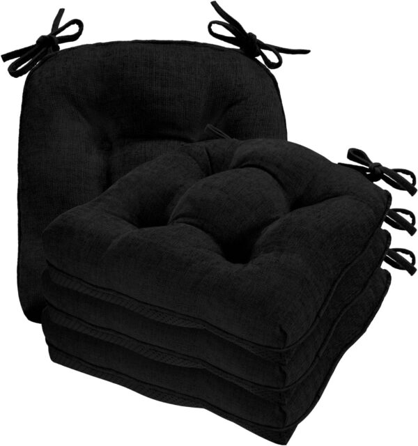 Cozyide Dining Chair Cushions, 17x17", Black, 4-Pack