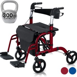 Vive Mobility 2-in-1 Walker Wheelchair - Foldable Aluminum