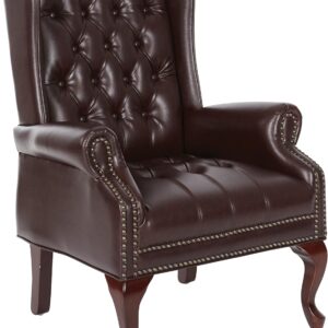 Queen Anne Style Chair, Oxblood Vinyl