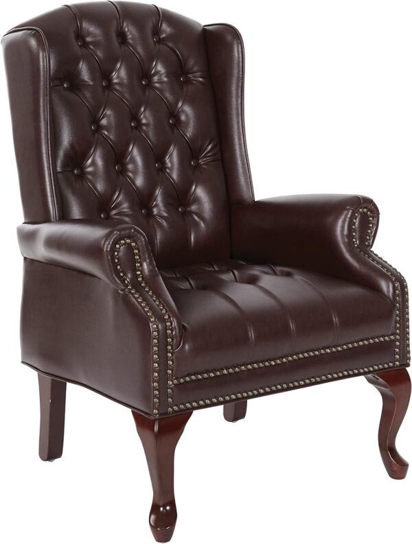 Queen Anne Style Chair, Oxblood Vinyl