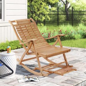 Wisfor Bamboo Lounge Chair, Adjustable Recliner, 441lbs