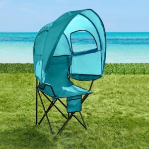 BrylaneHome Oversized Canopy Camp Chair, 350lb, Blue
