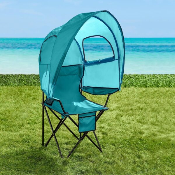 BrylaneHome Oversized Canopy Camp Chair, 350lb, Blue