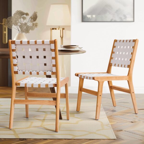 Hokway Woven Leather Lounge Chair Set, White, 2PCS