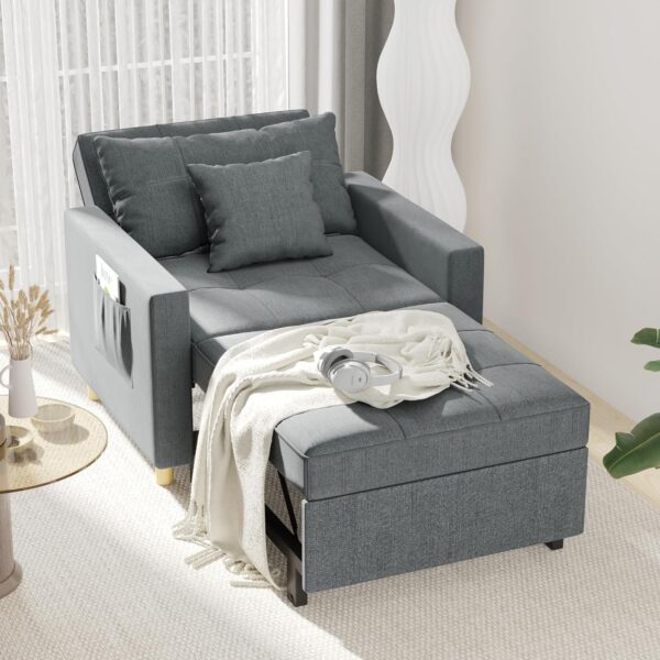 Esright 3-in-1 Sleeper Chair, Sofa Bed, Dark Grey