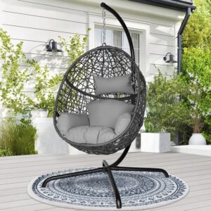 NICESOUL Wicker Egg Swing Chair, 450lb, Gray