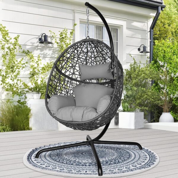 NICESOUL Wicker Egg Swing Chair, 450lb, Gray