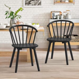 LUE BONA Black Spindle Dining Chairs, Set of 2, 18"
