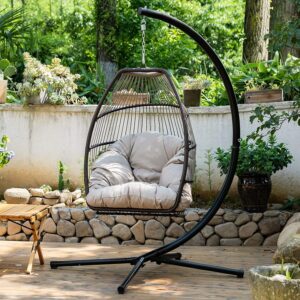 Hanging Egg Swing Chair with Stand, Wicker