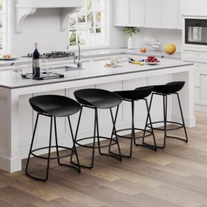 Andeworld Swivel Barstools, Set of 4, Black, 24" Height