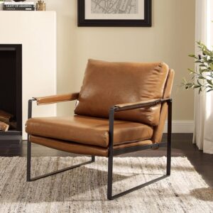Art Leon Mid-Century Faux Leather Accent Chair