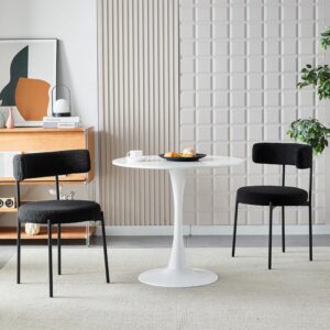 Honyee Black Teddy Fleece Dining Chairs, Set of 2